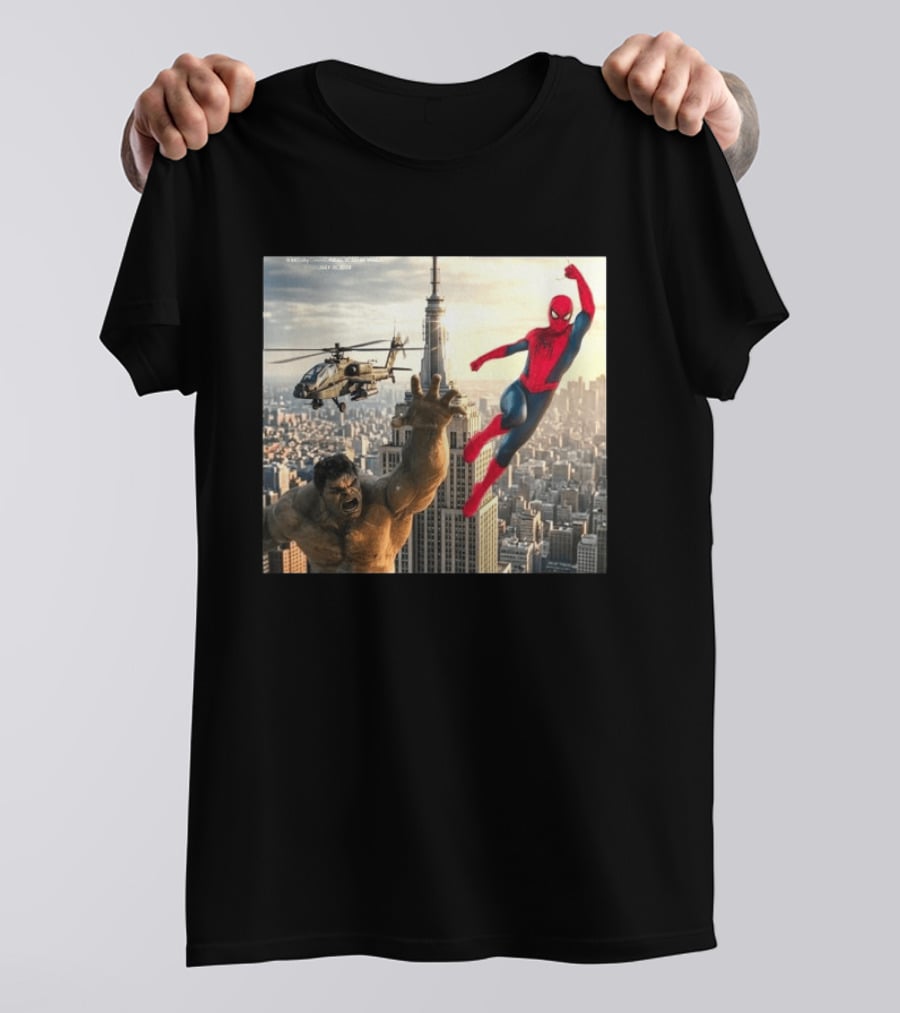 Brand New Day Spider Man And Hulk In Epic New York Battle Scene T-Shirt