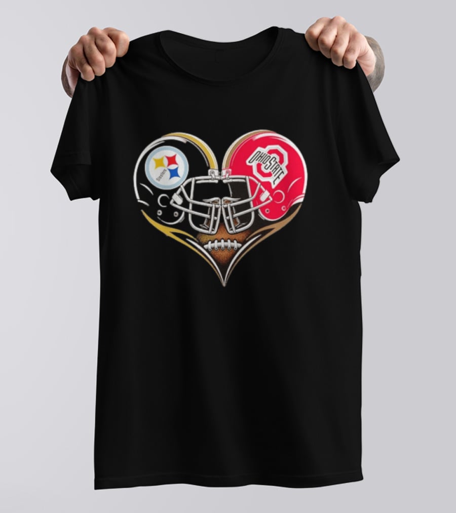 Steelers Ohio State Buckeyes Heart Helmet Fan Love T-Shirt