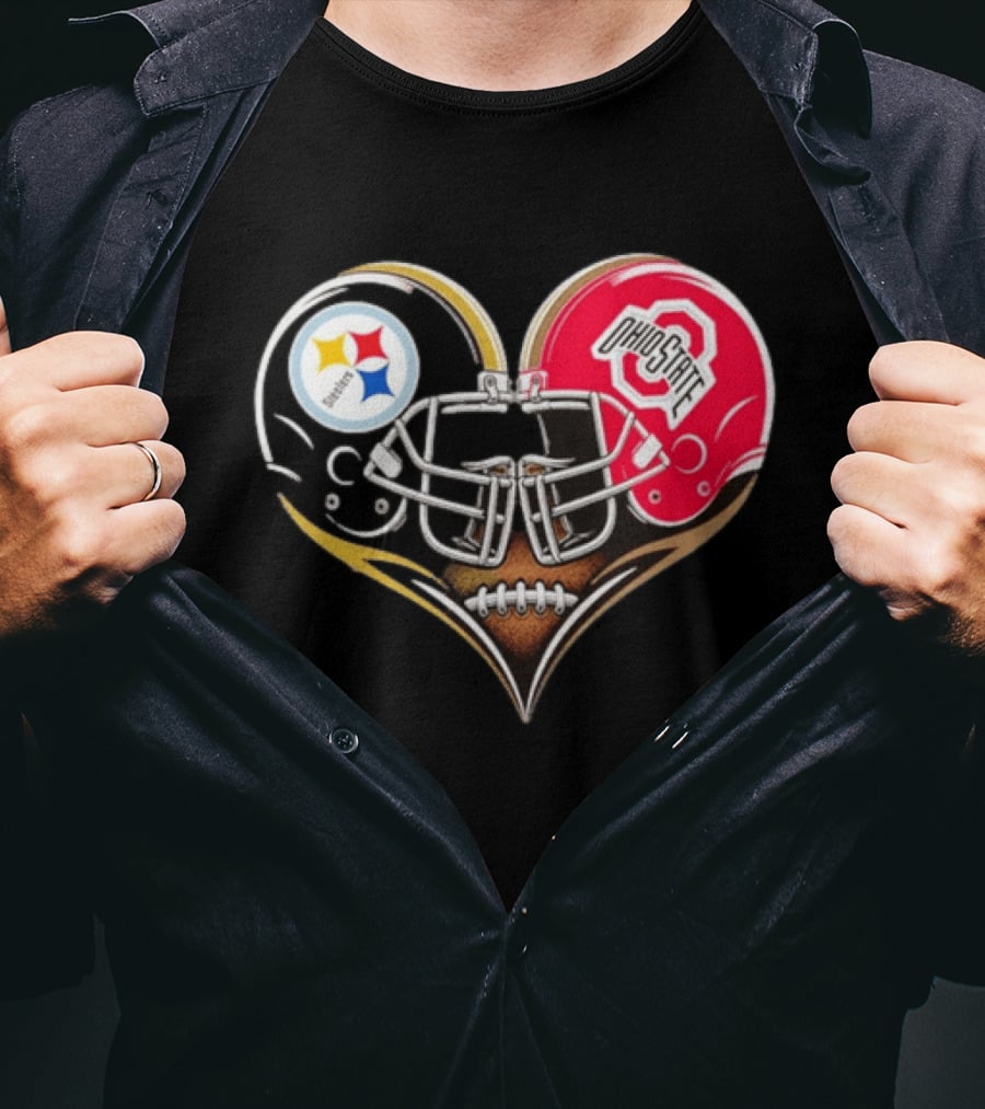 Steelers Ohio State Buckeyes Heart Helmet Fan Love T-Shirt