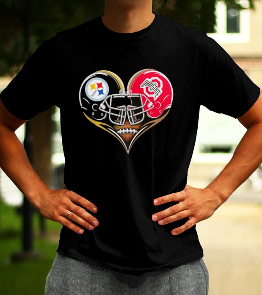Steelers Ohio State Buckeyes Heart Helmet Fan Love T-Shirt
