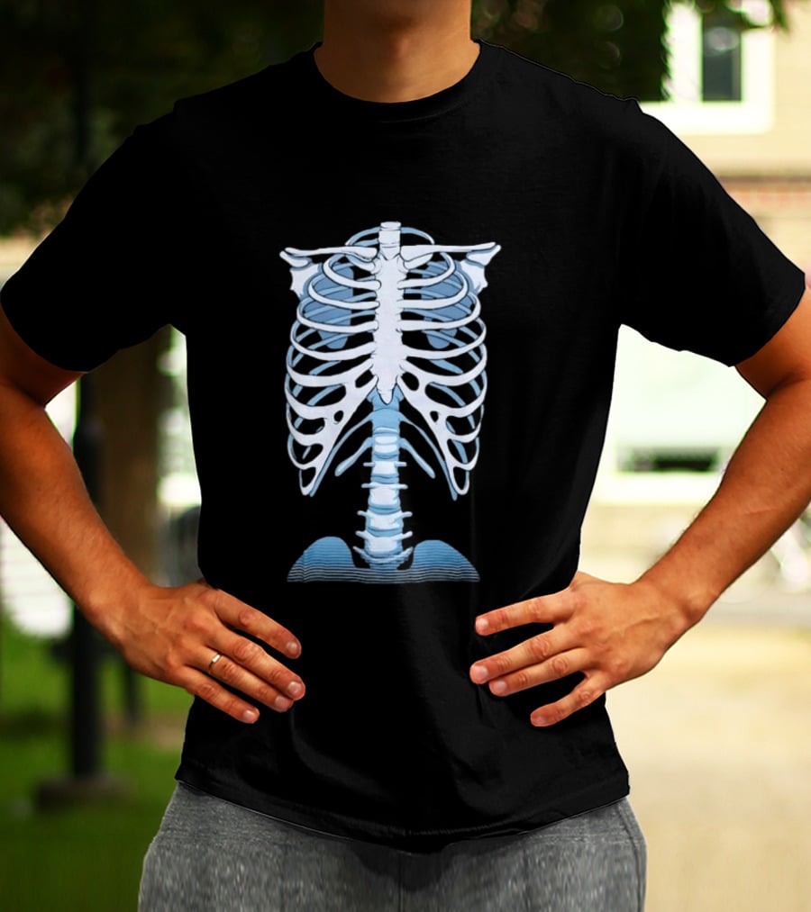 Human Rib Cage Vertebral Column Skeleton Anatomy T-Shirt