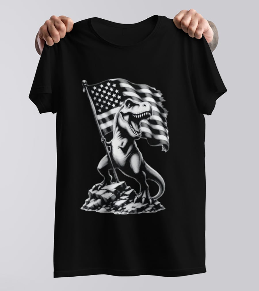 Tyrannosaurus Rex American Flag Patriotic Dinosaur Fan T-Shirt