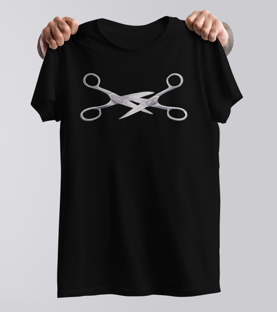 Sharp Crossed Scissors Cut T-Shirt