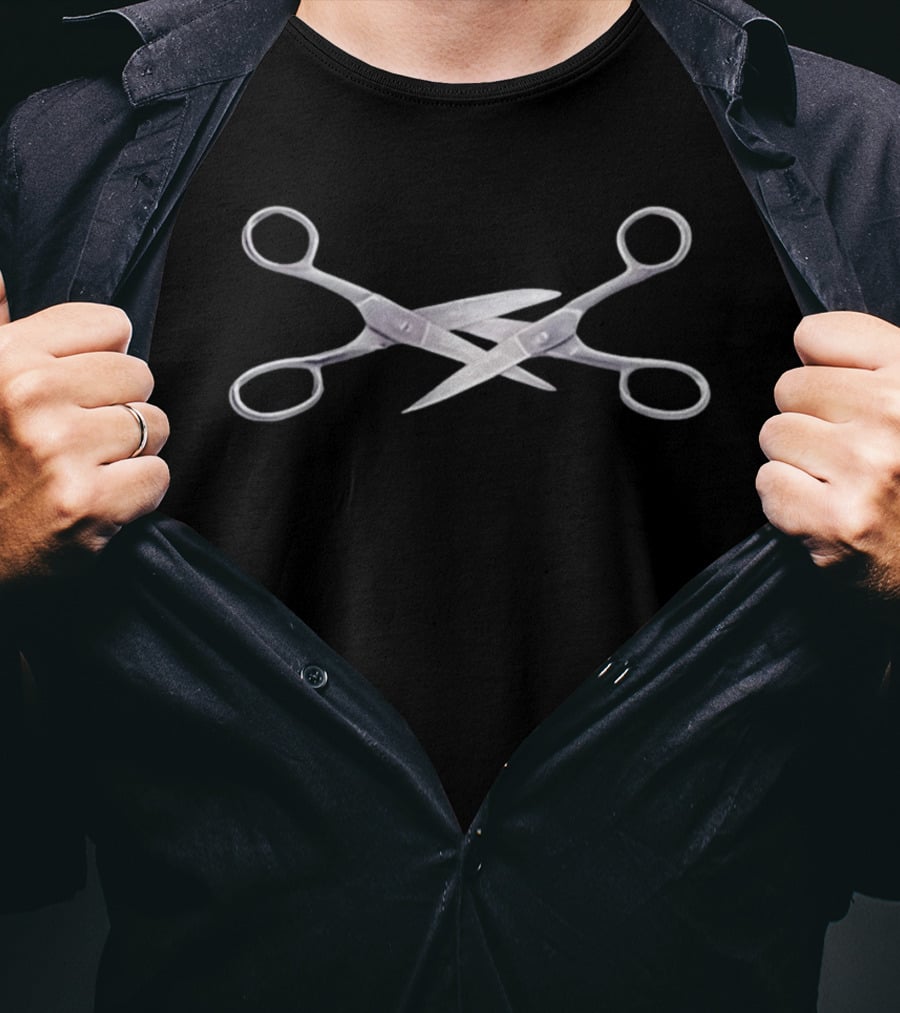 Sharp Crossed Scissors Cut T-Shirt