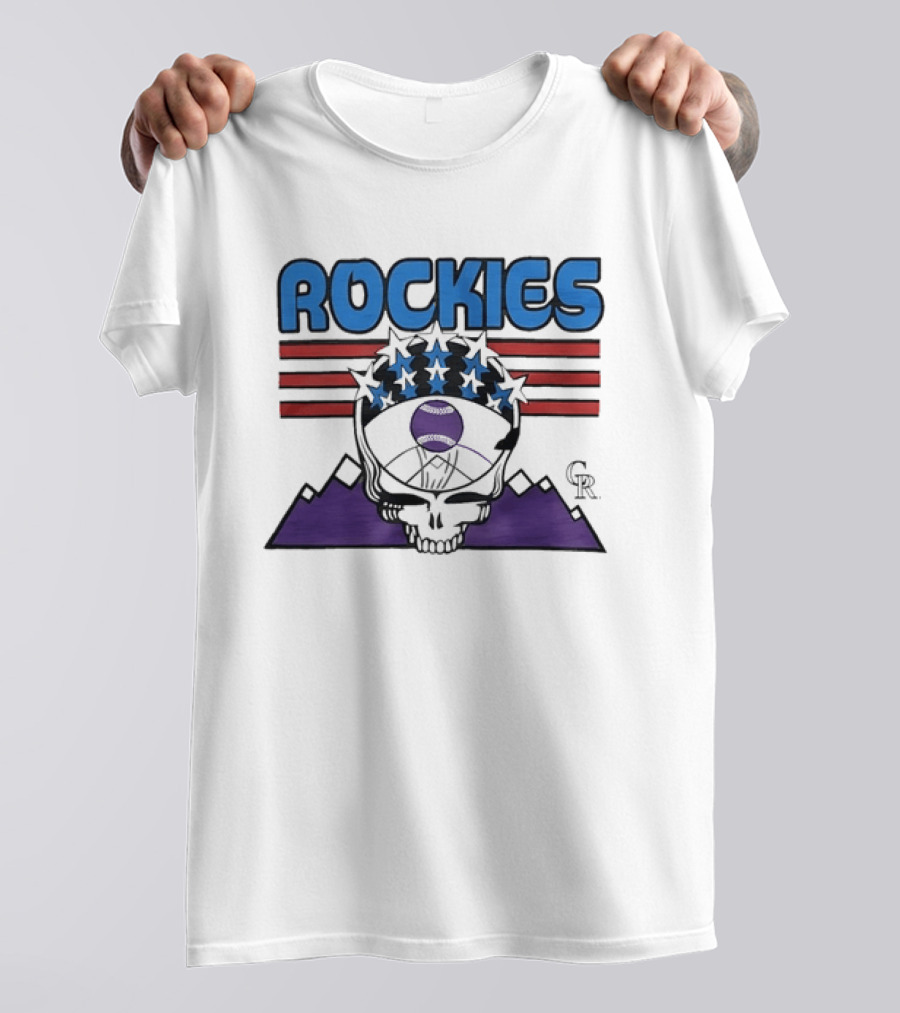 Rockies Skull Grateful Dead CR Baseball T-Shirt
