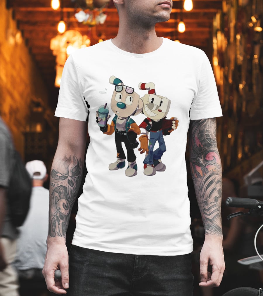Cuphead And Man Cool Style Characters From Cuphead Video Game T-Shirt