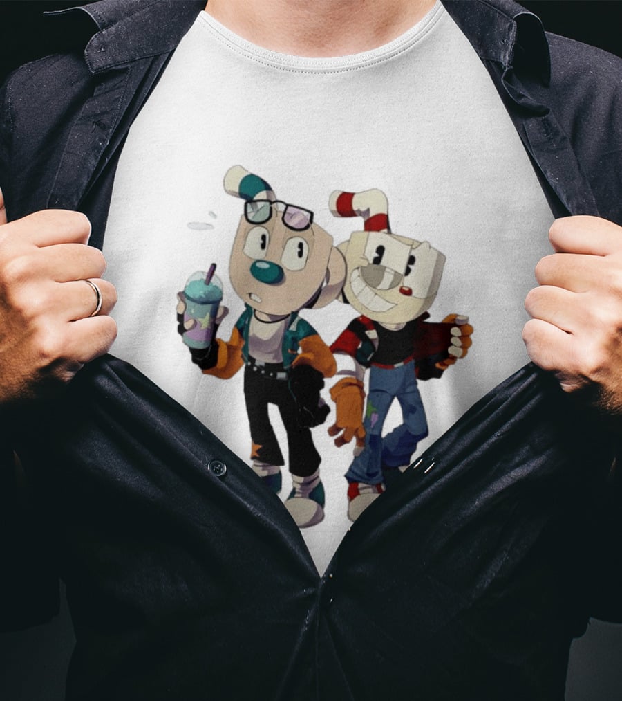 Cuphead And Man Cool Style Characters From Cuphead Video Game T-Shirt