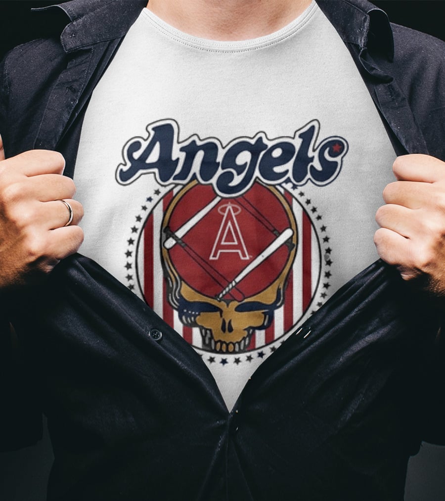 Los Angeles Angels Grateful Dead Steal Your Face Baseball Angels Skull T-Shirt