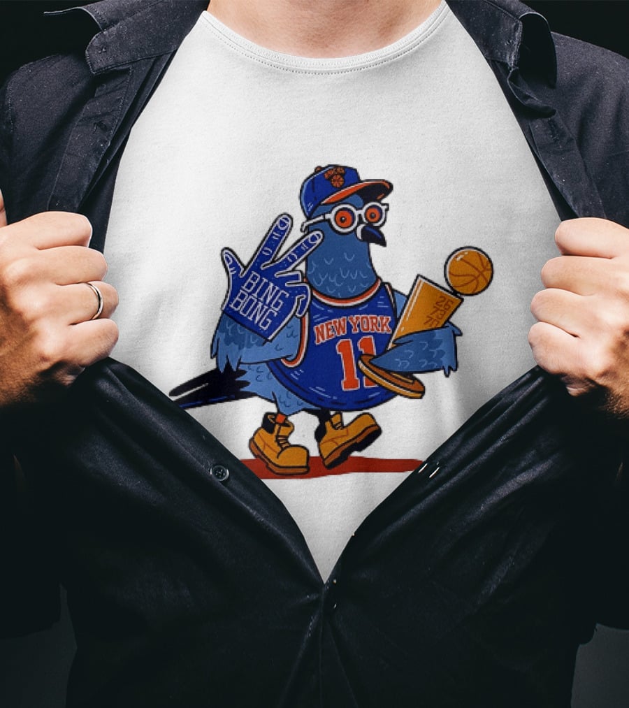 New York Knicks NBA Pigeon Bing Bong 26 73 70 Trophy T-Shirt