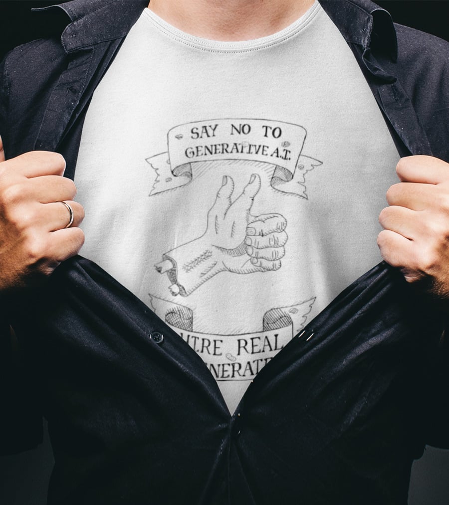 Say No To Generative AI Hire Real Degenerates Vintage Hand Gesture T-Shirt