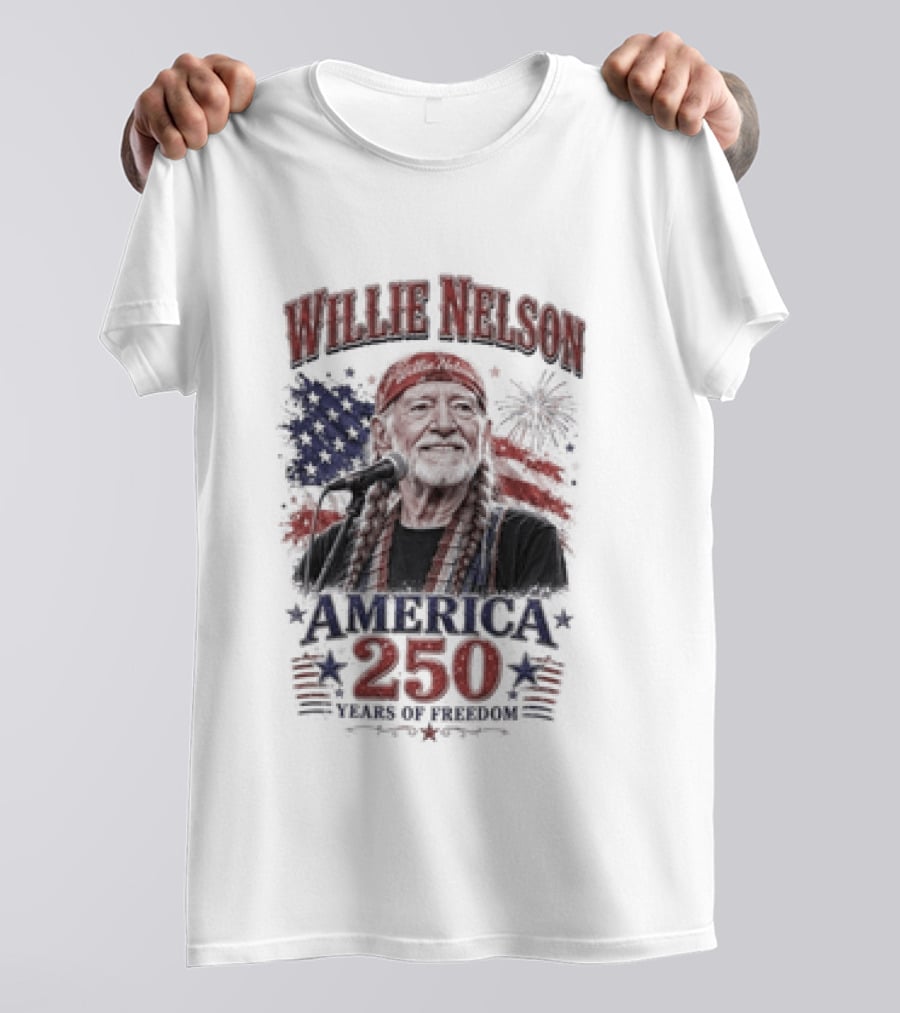 Willie Nelson America 250 Years Of Freedom Stars And Stripes Celebration T-Shirt