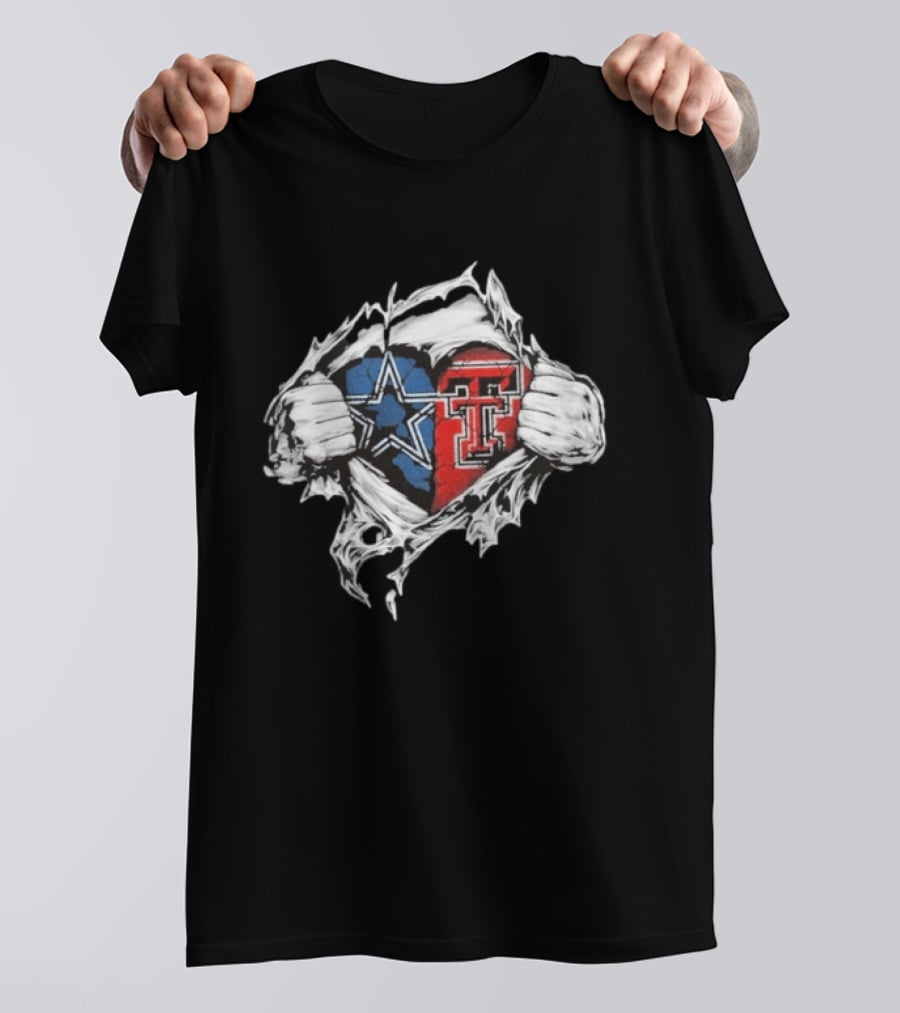 Cowboys Texas Tech Ripped Heart T-Shirt