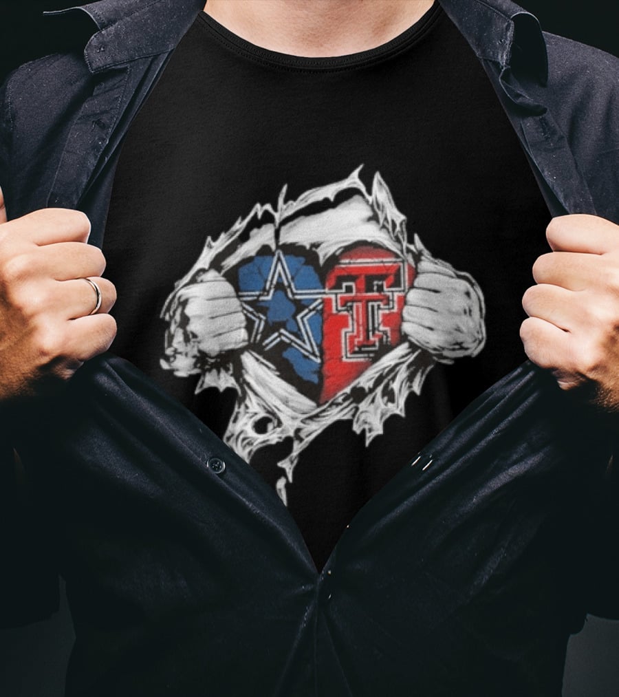 Cowboys Texas Tech Ripped Heart T-Shirt