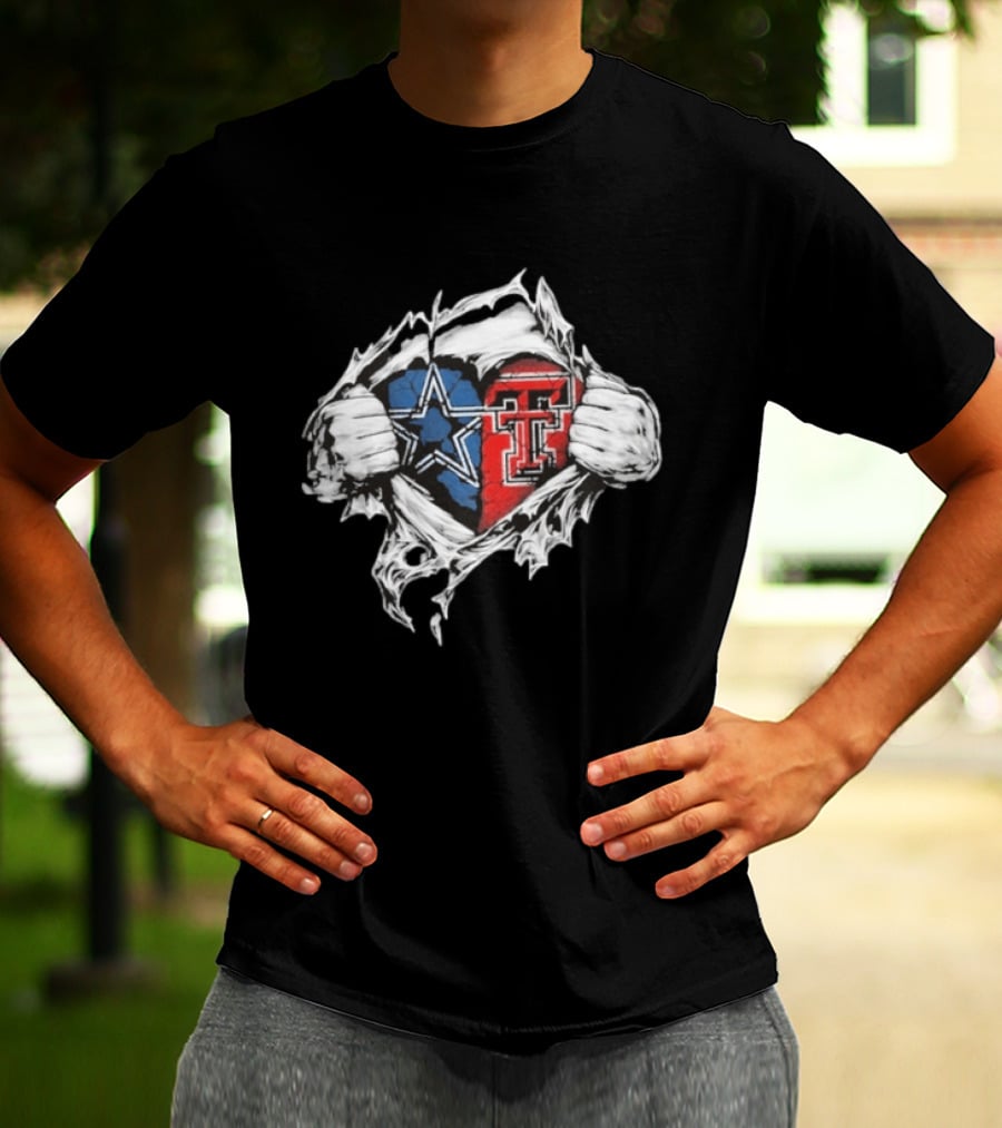 Cowboys Texas Tech Ripped Heart T-Shirt