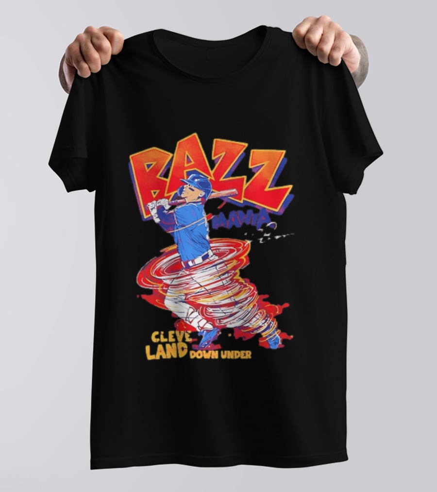 Bazz Mania Cleveland Down Under Travis Bazzana Batting Baseball T-Shirt