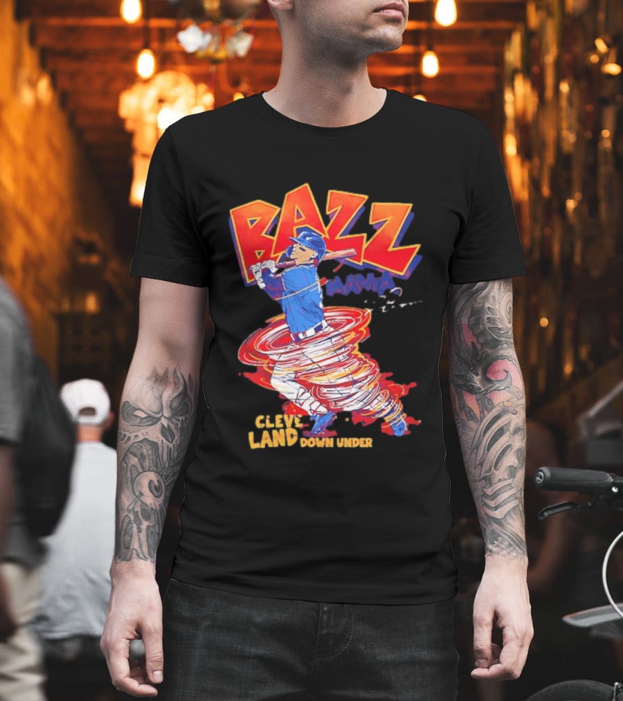 Bazz Mania Cleveland Down Under Travis Bazzana Batting Baseball T-Shirt