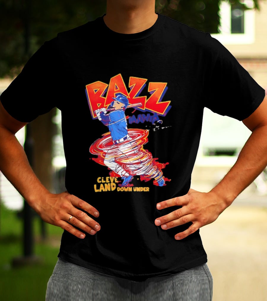 Bazz Mania Cleveland Down Under Travis Bazzana Batting Baseball T-Shirt