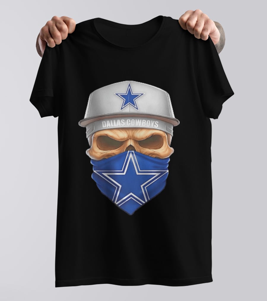 Dallas Cowboys Skull Bandana Cap Men Star T-Shirt