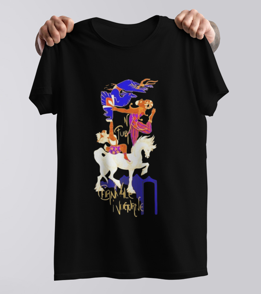 Carnivale Nocturne Jester And Horse With Vibrant Circus Animal And Bird T-Shirt