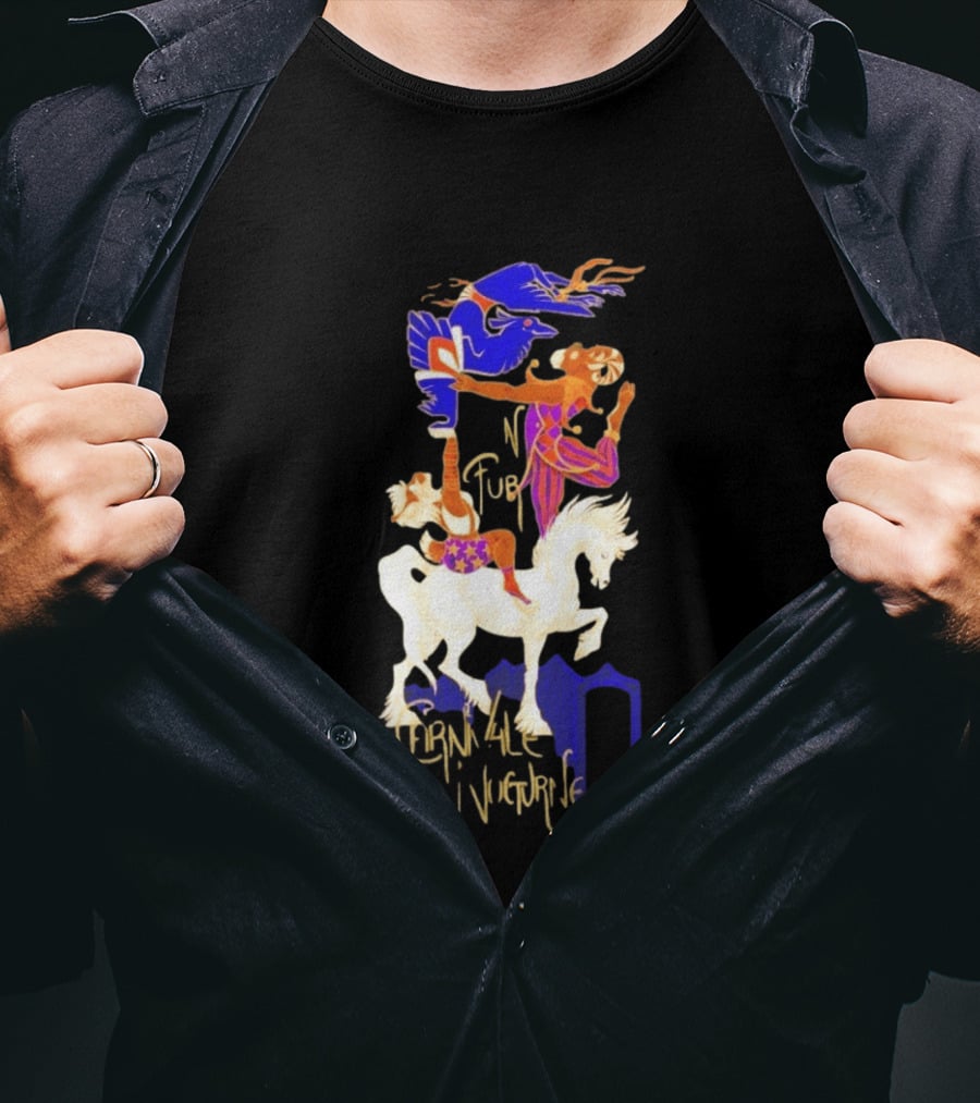 Carnivale Nocturne Jester And Horse With Vibrant Circus Animal And Bird T-Shirt