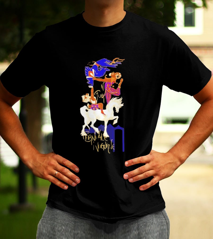Carnivale Nocturne Jester And Horse With Vibrant Circus Animal And Bird T-Shirt