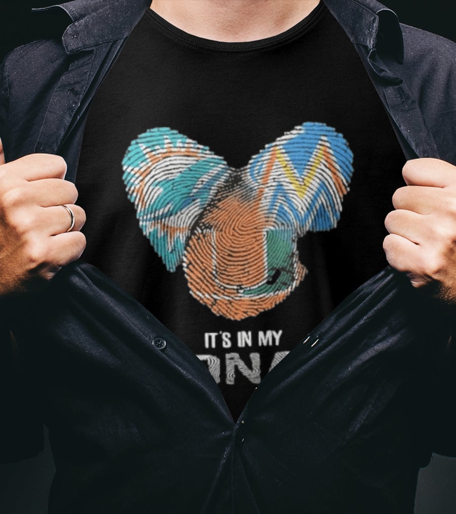 Dolphins Marlins Hurricanes It's In My DNA Fingerprint T-Shirt