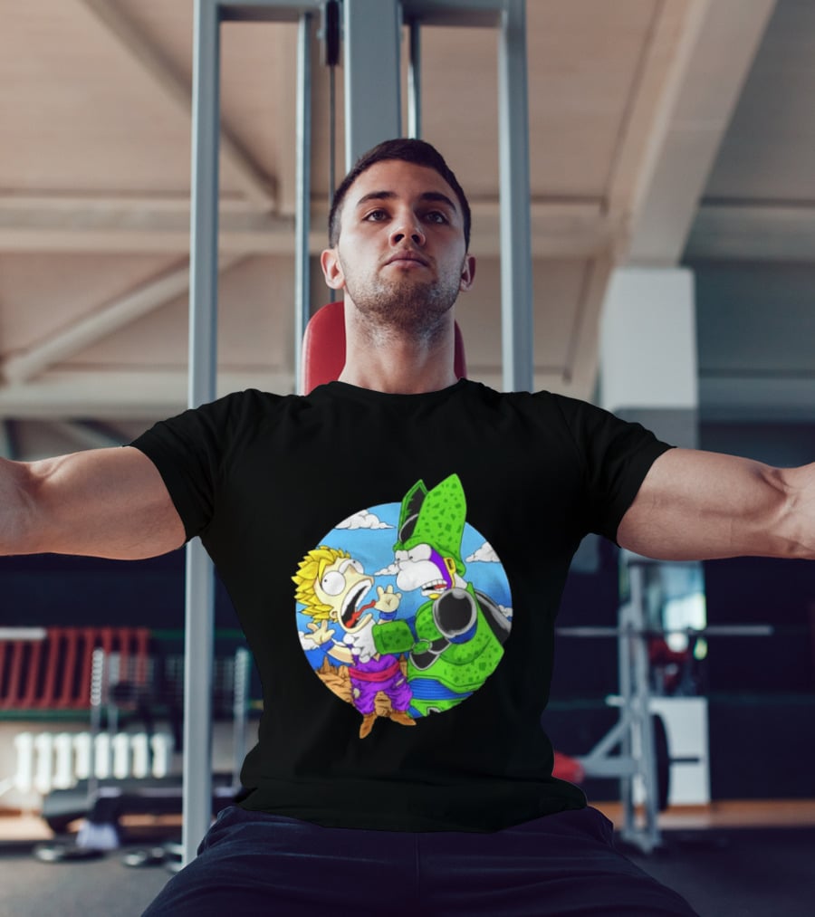 Gohan Cell Dragon Ball Z Bart Homer Simpson Mashup Clash T-Shirt