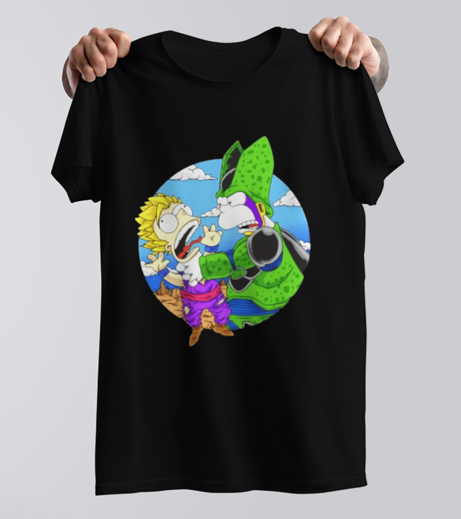 Gohan Cell Dragon Ball Z Bart Homer Simpson Mashup Clash T-Shirt