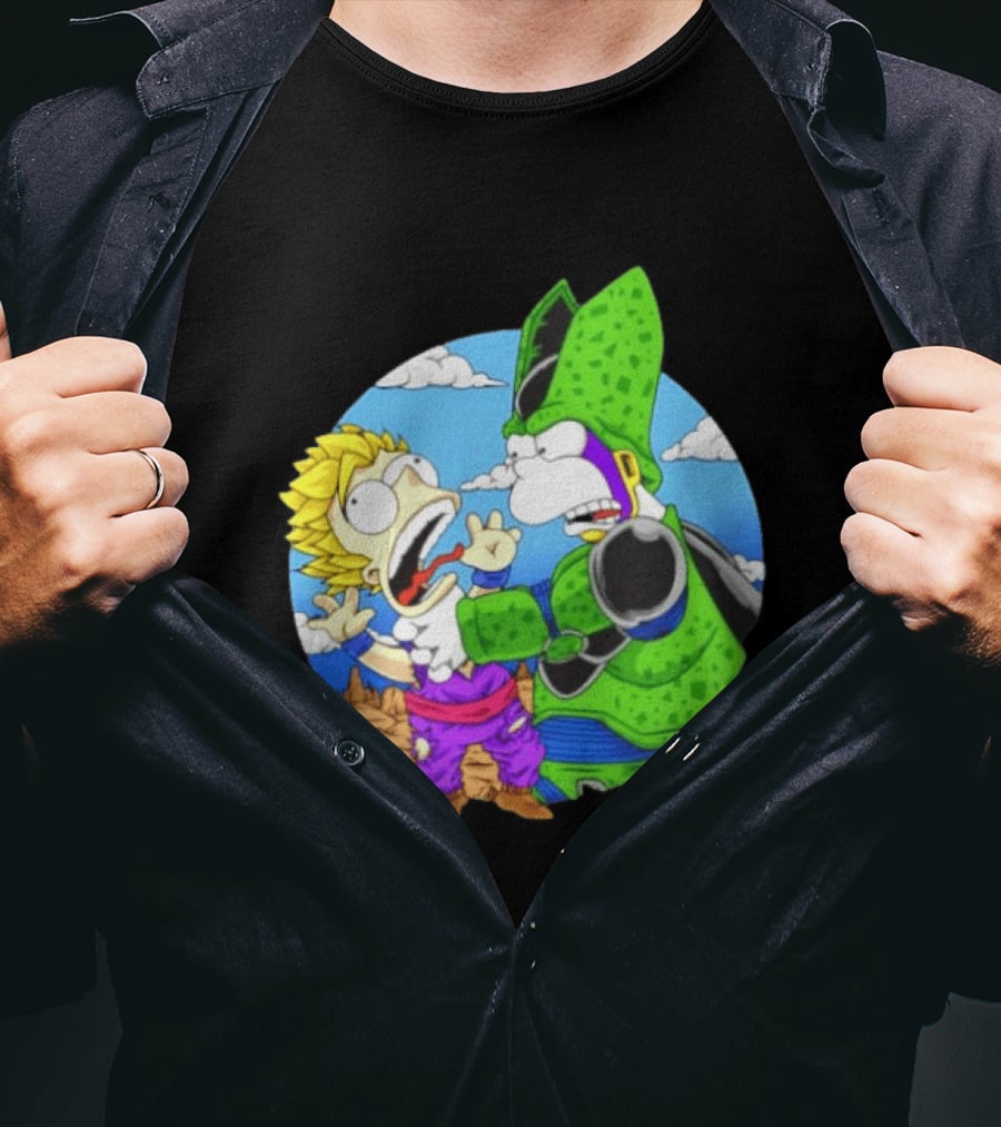 Gohan Cell Dragon Ball Z Bart Homer Simpson Mashup Clash T-Shirt