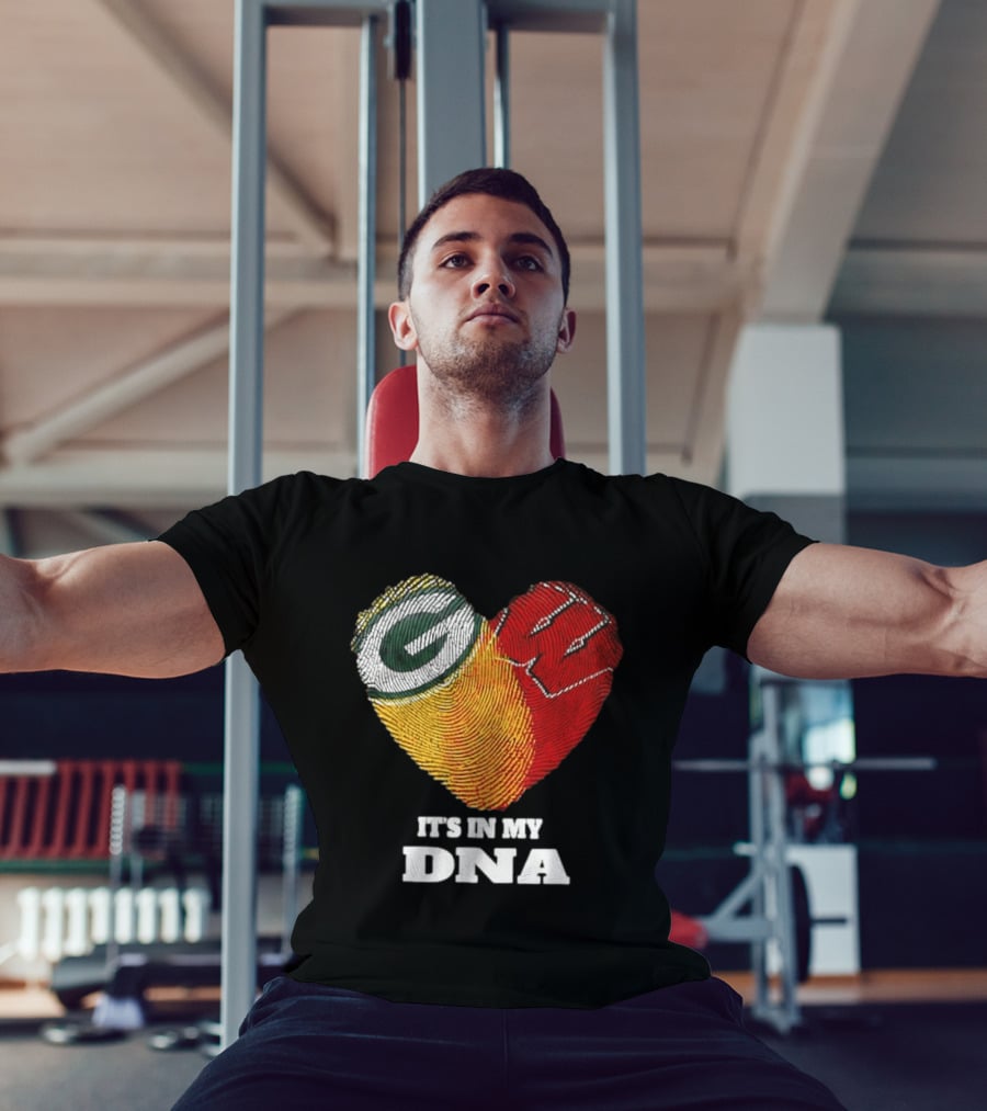 Green Bay Packers It's In My DNA Heart Fingerprint T-Shirt