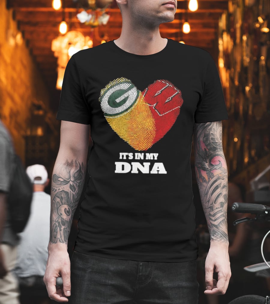 Green Bay Packers It's In My DNA Heart Fingerprint T-Shirt