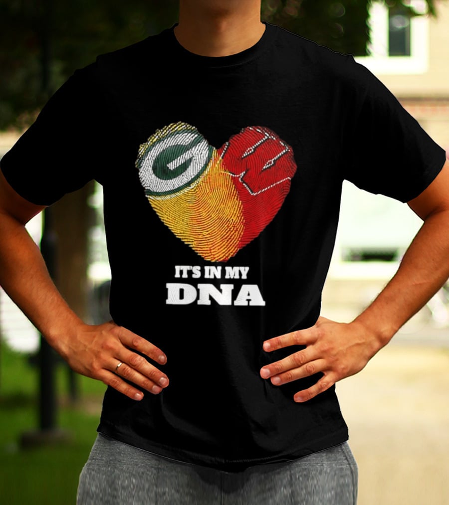 Green Bay Packers It's In My DNA Heart Fingerprint T-Shirt
