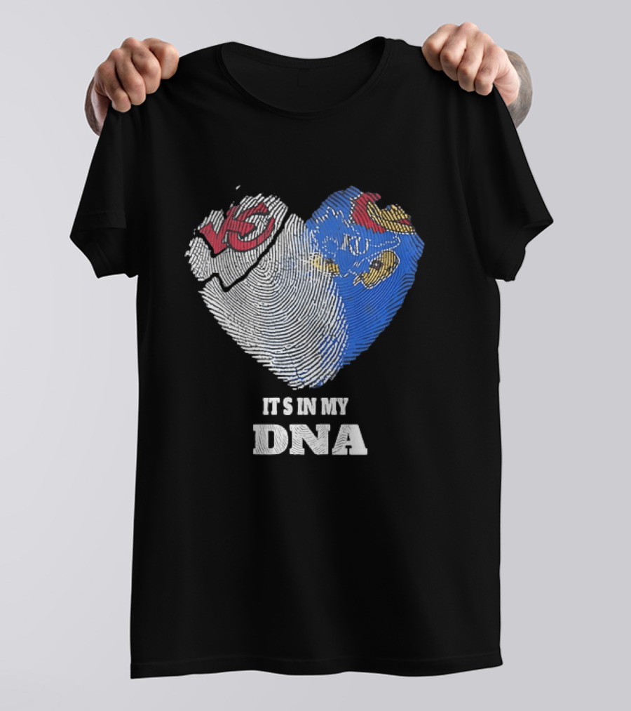 Kansas City Chiefs KU Jayhawks It's In My DNA Heart Fingerprint T-Shirt