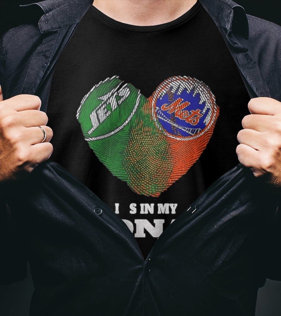 New York Jets Mets Heart Fingerprint It Is In My DNA T-Shirt