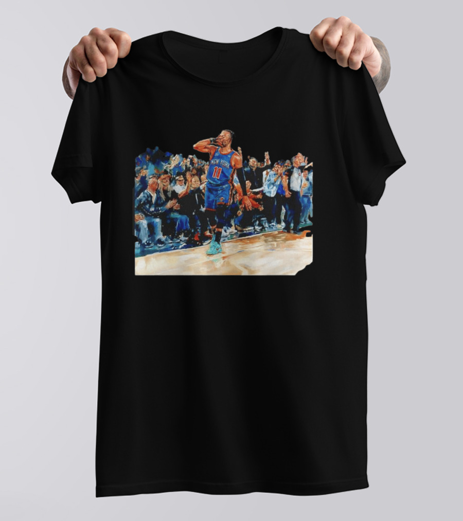 Jalen Brunson New York Knicks NBA Oil Painting Player In Action T-Shirt