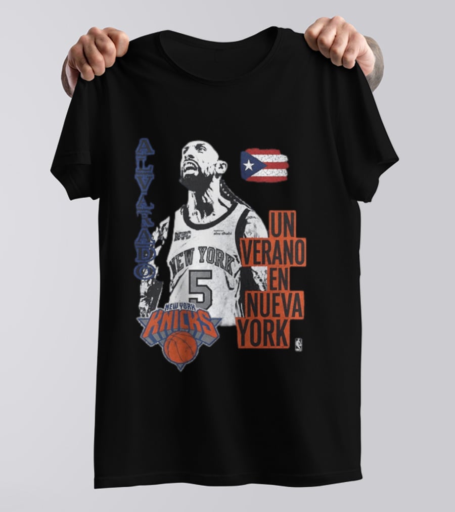 Alvarado New York Knicks NBA Un Verano En Nueva York Puerto Rico Flag 2026 T-Shirt