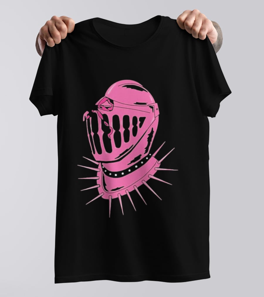 Knight Helmet With Pink Bow And Spiked Choker Aesthetic T-Shirt