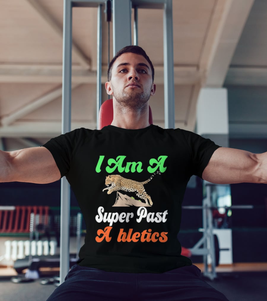 I Am A Super Past Athletics Leopard Running T-Shirt