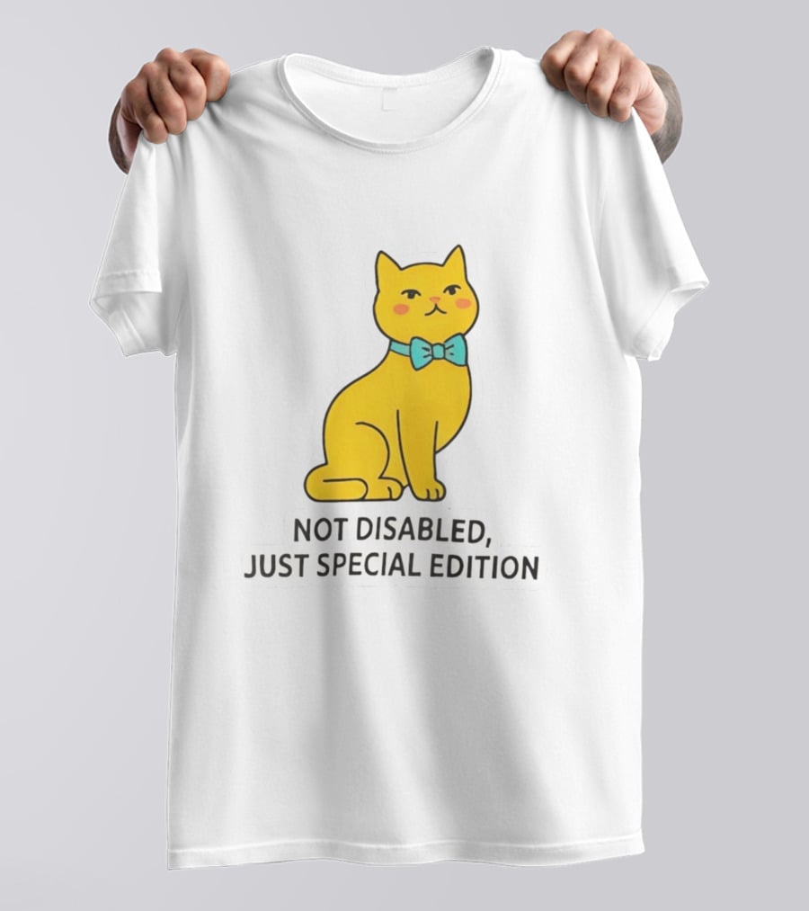 Not Disabled Just Special Edition Cat With Bow Tie T-Shirt