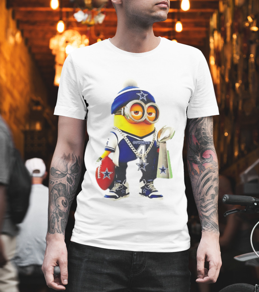 Dallas Cowboys Minion With Lombardi Trophy And Football T-Shirt