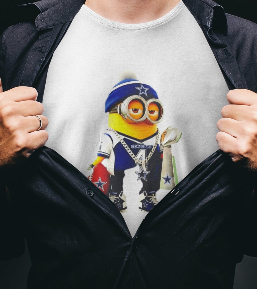 Dallas Cowboys Minion With Lombardi Trophy And Football T-Shirt