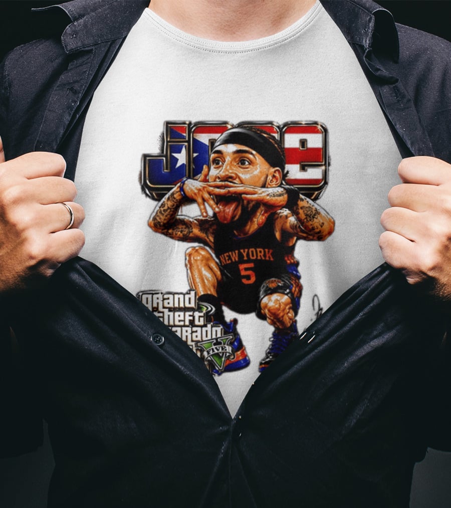 Grand Theft Alvarado New York Knicks Gettin Nasty Caricature T-Shirt