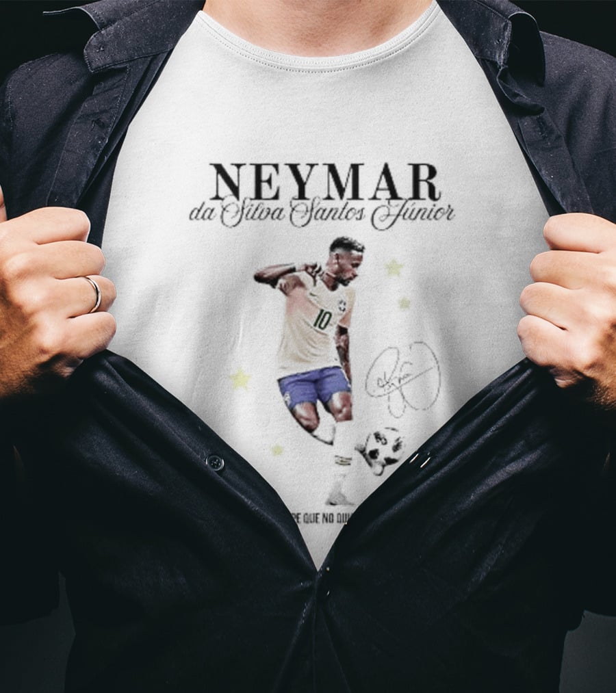 Neymar Da Silva Santos Junior Brazil National Soccer Icon Number 10 Yellow Jersey T-Shirt