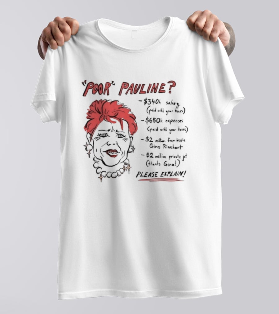 POOR PAULINE 340k Salary Expenses Political Satire Please Explain T-Shirt