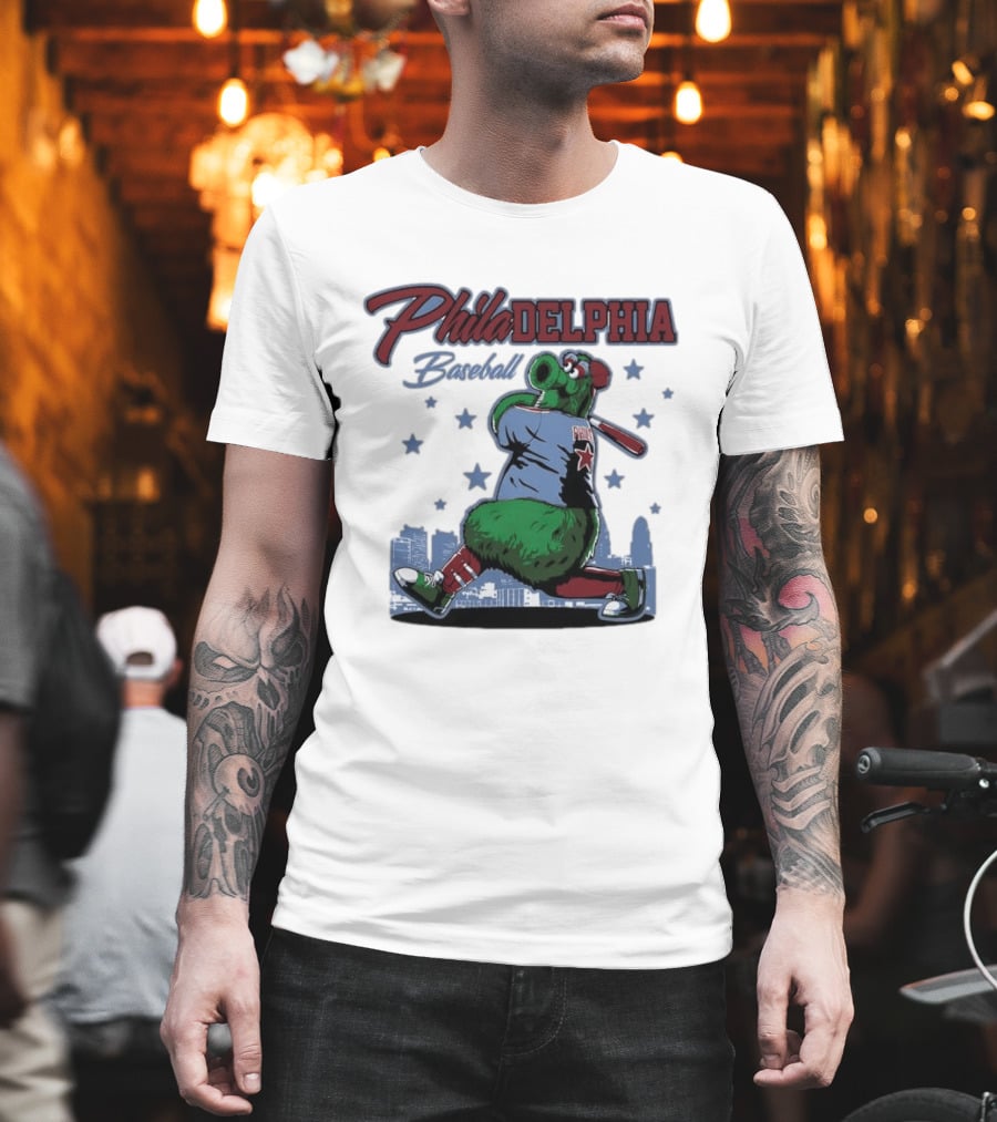 Phillie Phanatic Philadelphia Baseball Phillies MLB Skyline Stars T-Shirt