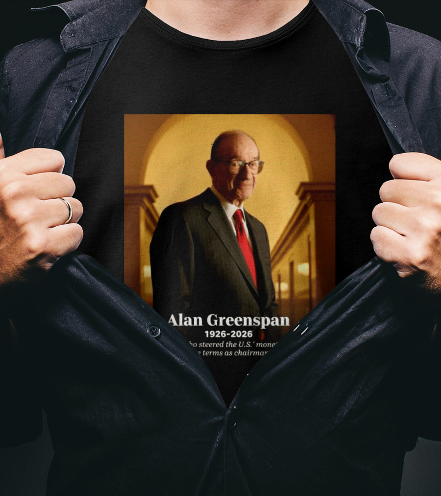 Alan Greenspan 1926 2026 Economist Steered U.S. Monetary Policy Five Terms Fed Chairman USA Today T-Shirt