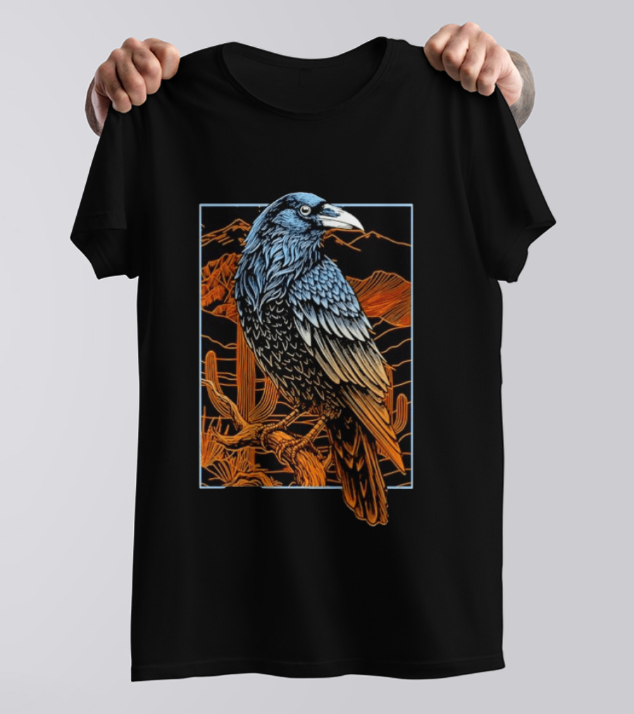 Raven In Southwest Desert Landscape Wildlife Nature Scene T-Shirt
