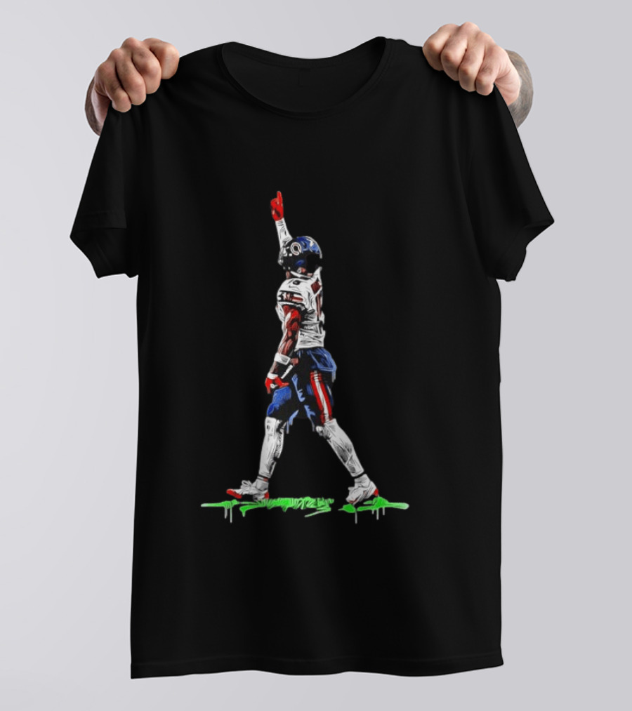 DJ Moore Chicago Bears Touchdown Celebration Action Pose Football Graffiti T-Shirt