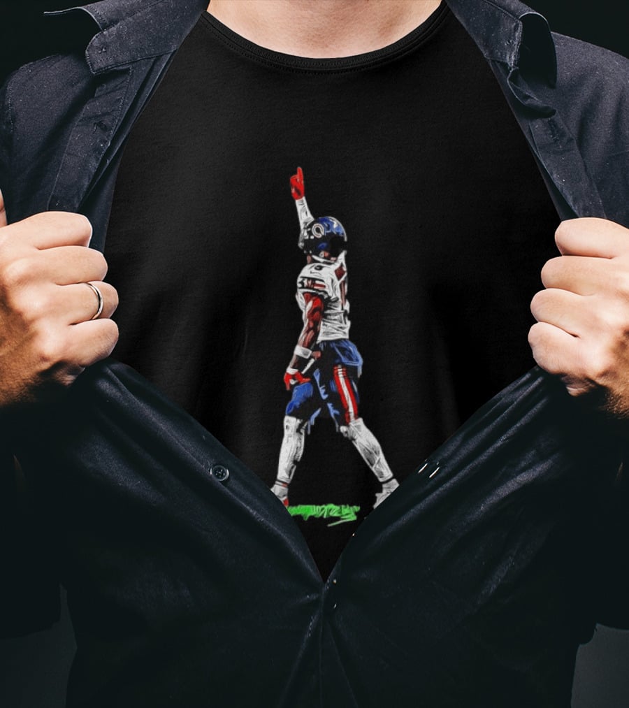 DJ Moore Chicago Bears Touchdown Celebration Action Pose Football Graffiti T-Shirt
