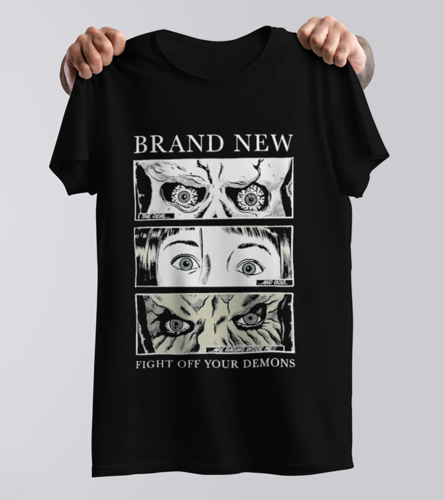BRAND NEW Fight Off Your Demons Comic Panel Eyes T-Shirt